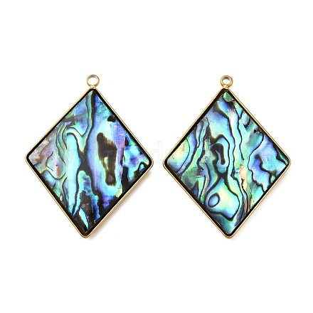 Подвески из натуральной ракушки пауа из нержавеющей стали 304&nbsp;LS-STAS-Z125-01D-G-1