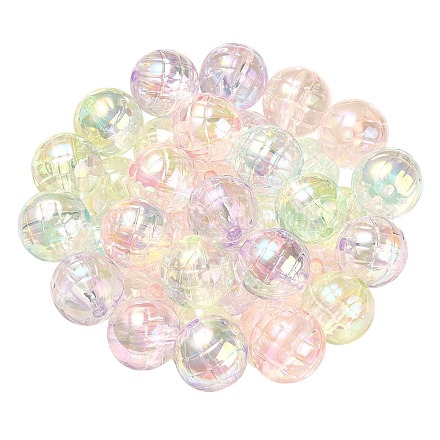 Placage uv texturé perles acryliques transparentes irisées arc-en-ciel OACR-C007-09-1