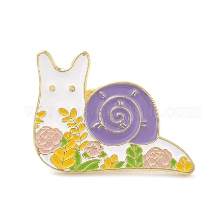 Pin de esmalte de caracol con flor JEWB-O007-C02-1
