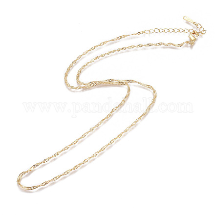 Collane sottili con catena di singapore intrecciata in lega di stagno placcata oro NJEW-BB10191-18-1