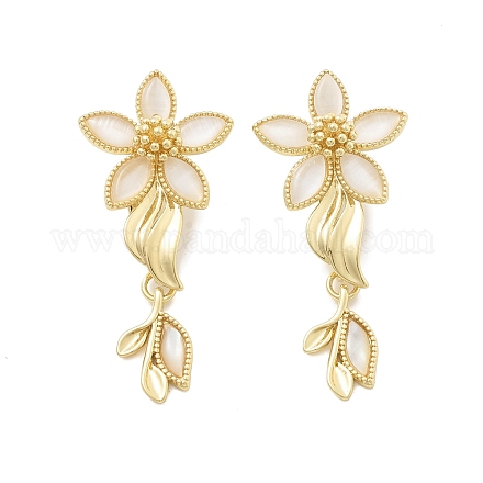 Застежки-защелки из латуни и кошачьего глаза KK-C075-23G-1