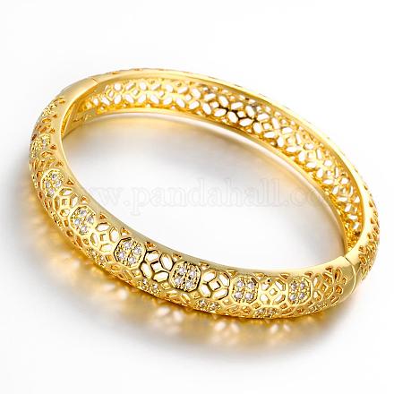 Real 18K Gold Plated Filigree Brass Cubic Zirconia Hollow Bangles BJEW-BB05667-G-1