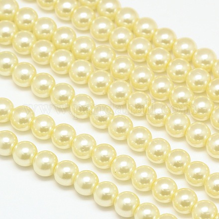 Eco-Friendly Dyed Glass Pearl Round Bead Strands X-HY-A002-6mm-RB012-1