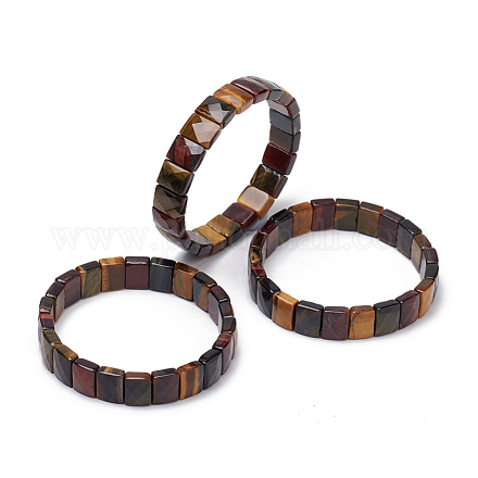 Bracelets extensibles de pierre gemme d'oeil de tigre naturel BJEW-F406-B01-1