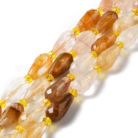 Quartz hématoïde jaune naturel/fils de perles de quartz guérisseur doré G-B028-A08-1