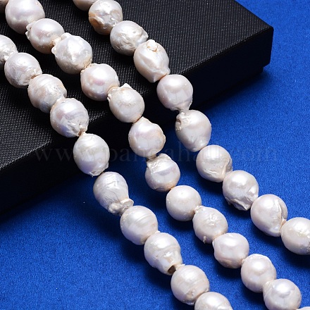 Fili di perle di keshi di perle barocche naturali PEAR-N010-01-1