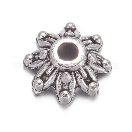 Tappi di perline fantasia in argento tibetano fiore A475-1