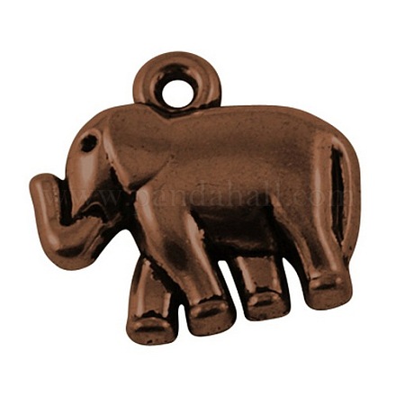 Red Copper Tibetan Style Elephant Pendants X-TIBEP-4238-R-FF-1
