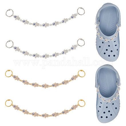 Nbeads 1 Set Alloy Crystal Rhinestone Hamsa Hand with Evil Eye Link Shoe Decoration Chain FIND-NB0004-11-1