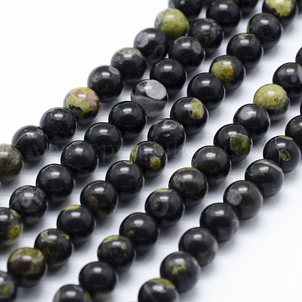 Natürliche grüne Fleck Jaspis Perlen Stränge G-P326-11-10mm-1