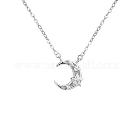 Ожерелье из кубического циркония с луной и звездой для девочек и женщин NJEW-BB44381-B-1
