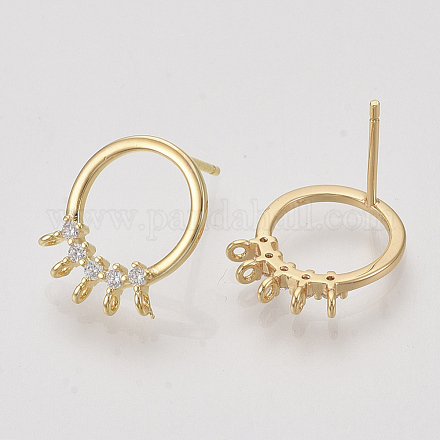 Brass Cubic Zirconia Stud Earring Findings X-KK-S350-026-1