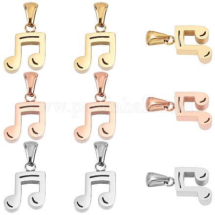 DICOSMETIC 9Pcs 3 Colors Stainless Steel Pendants Golden and Rose Gold Color Musical Note Charms Pendants for Bracelet Necklace Jewelry Making and Crafting STAS-DC0007-27-1