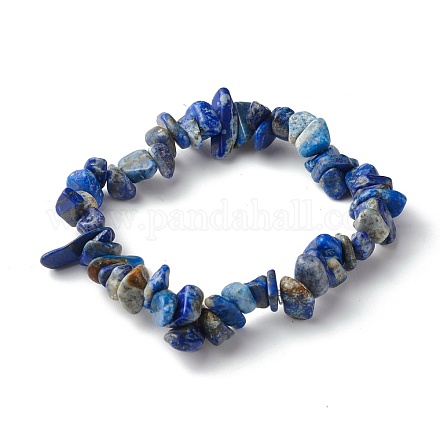 Bracciali elasticizzati con perline di lapislazzuli naturali per bambini BJEW-JB06388-04-1
