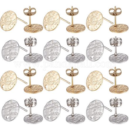 SUNNYCLUE 1 Box 80Pcs 20 Pairs Flat Round Earring Posts Stainless Steel Earring Post with Loop Silver Gold Earring Studs Blank Stud Earring for Jewelry Making Accessories DIY Dangle Earrings 1.4mm STAS-SC0005-32-1
