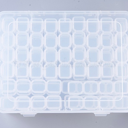 プラスチックビーズ収納ケース  フリップトップビーズ収納  取り外し可能な  104のコンパートメント  長方形  透明  22.5x17x5.7cm  104つのコンパートメント/ボックス CON-L009-02-1