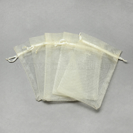 オーガンジーバッグ巾着袋  高密度  長方形  アイボリー  23x17cm OP-T001-17x23-19-1