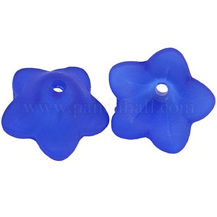 Dyed Chunky Blue Transparent Frosted Flower Acrylic Beads X-PL560-10-1