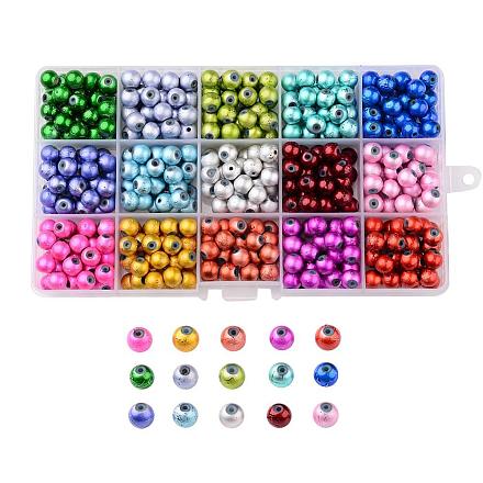 1Box 15 Color Baking Painted Drawbench Glass Beads GLAA-X0011-06-8mm-1