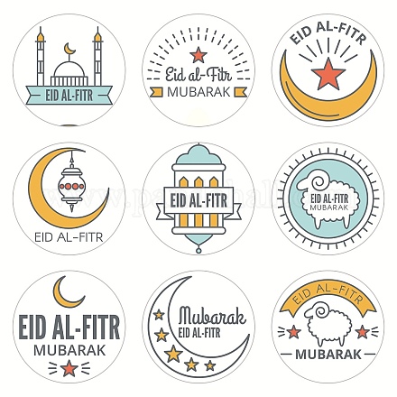 9 motifs dot round ramadan kareem les autocollants en papier RAMA-PW0001-10O-1