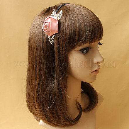 Ruban satin rose bandes de cheveux de fer bijoux X-OHAR-N0006-019-1