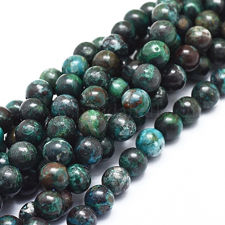 Natural Chrysocolla Azurite Beads Strands G-D0010-08-8mm-1