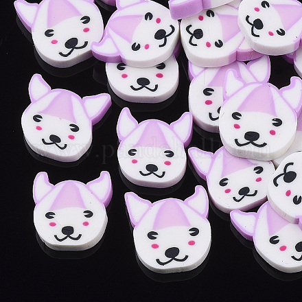 Handmade Polymer Clay Puppy Cabochons CLAY-S091-021-1