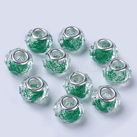 Faceted Glass European Beads GLAA-F082-B16-1