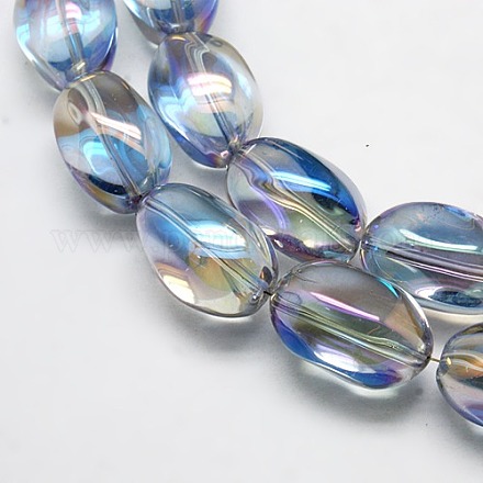 Pieno arcobaleno placcato cristallo ovale di vetro fili di perline EGLA-F026-A11-1