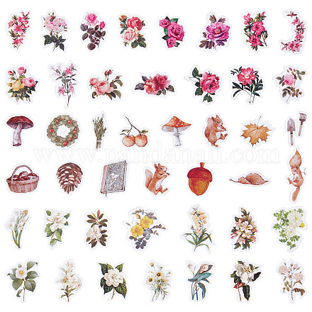 Craspire 3bags thème d'automne et autocollants d'étiquettes cadeaux en papier floral DIY-CP0007-27-1
