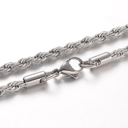 Collares de cadena de cuerda de 304 acero inoxidable NJEW-F195-05G-P-1