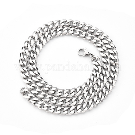 Men's 201 Stainless Steel Cuban Chain Necklace NJEW-R257-001E-P-1