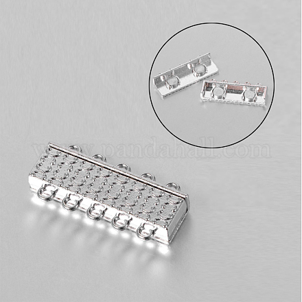 Rectangle 5 Strands Alloy Magnetic Clasps PALLOY-J495-20P-NF-1