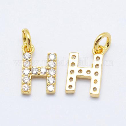 Brass Micro Pave Grade AAA Cubic Zirconia Charms ZIRC-P067-11G-H-NR-1