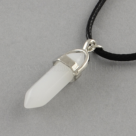 Glass Bullet Pendant Waxed Cord Necklaces NJEW-R231-05-1