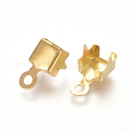 真鍮カップチェーンエンド  ラインストーンカップチェーンコネクター  ゴールドカラー  7x3.5mm  穴：1.4mm  内径約3.3mm EC288-2G-1
