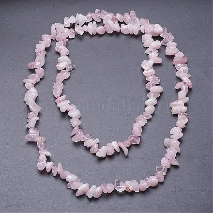 Cuarzo natural rosa de collares de varias vueltas NJEW-G913-06-1