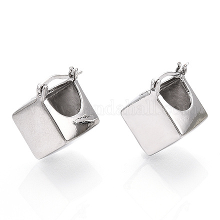Brass Rhombus Thick Hoop Earrings for Women EJEW-F303-05P-1