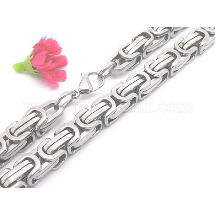 201 Stainless Steel Byzantine Chain Necklaces NJEW-V0292-03-1