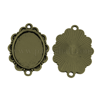 Oval Tibetan Style Cabochon Connector Settings X-TIBE-A30182-AB-NR-1