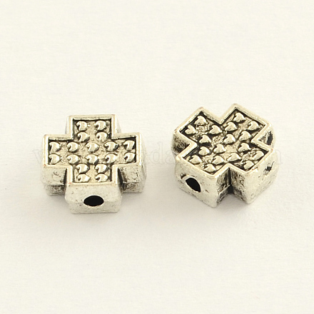 Alliage de zinc croisées perles de style tibétain X-TIBEB-R059-05-1