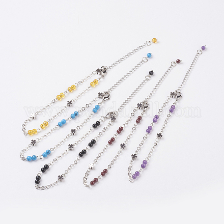 Natural Gemstone Anklets AJEW-AN00224-1