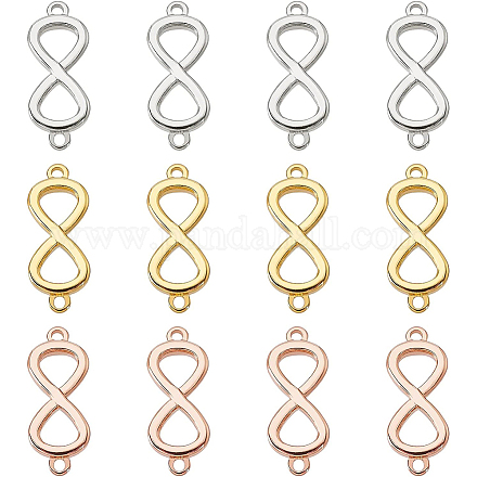 BENECREAT 12Pcs 3 Colors Infinity Brass Links Connectors Gold Plated Charms Pendants for DIY Necklace Bracelet Crafting KK-BC0002-49-1