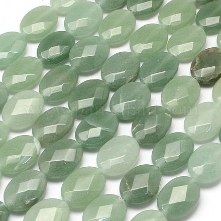 Sfaccettato ovali naturali verdi perle avventurina fili X-G-R303-09-1
