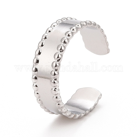 304 anillo de puño abierto plano de acero inoxidable para mujer RJEW-C025-10P-1