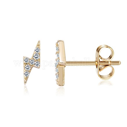 Brass Micro Pave Cubic Zirconia Flash Stud Earrings EJEW-BB35393-G-1