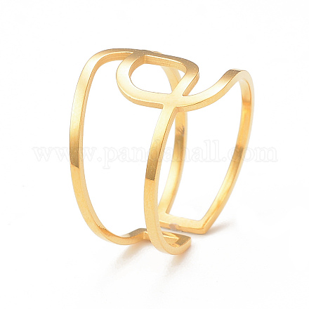 Ion Plating(IP) 304 Stainless Steel Interlocking Knot Open Cuff Ring for Women RJEW-I096-06G-1