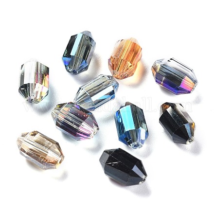 Faceted Electroplate Transparent Glass Bicone Beads X-EGLA-F081-M-1