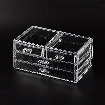 4 compartimentos cajas de almacenaje de la joya de plástico OBOX-O002-04-1