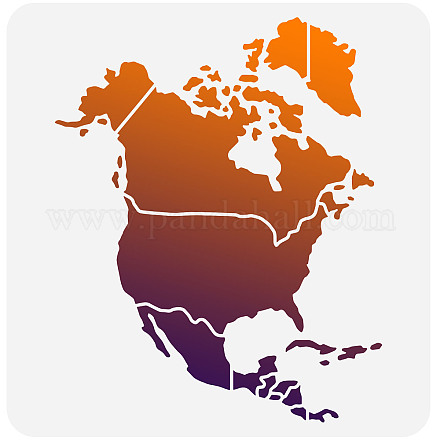 FINGERINSPIRE North America Map Stencil 11.8x11.8 inch Hollow Out United States Canada Mexico Map Drawing Stencil Reusable North America Travel Place Map Craft Stencil for Photo Album DIY-WH0391-0179-1